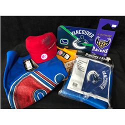 SPORTS FAN SOUVENIR LOT (T-SHIRT/ BALL CAP/ FLAG...)