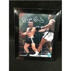 GEORGE CHUVALO SIGNED 8" X 10" COLOR BOXING PHOTO (FRAMED)