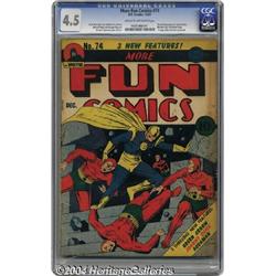 More Fun Comics #74 (DC, 1941) CGC VG+ 4.5 Cream to off-white pages.