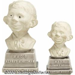 Pair of China Bisque Busts of Alfred E. Neuman (Contemporary Ceramics, 1960).