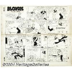 Chic Young - Blondie Sunday Comic Strip Original Art, dated 7-13-47 (King Features Syndicate, 1947).