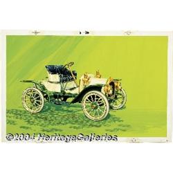 John Amendola - "1911 Buick, Model 14 Roadster" Aurora Model Kit Box Original Artwork (Aurora, 1974)