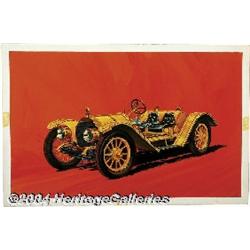 John Amendola - "1913 Mercer, Type 35J Raceabout" Aurora Model Kit Box Original Artwork (Aurora, 197