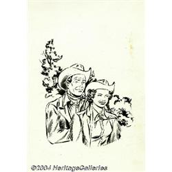 Michael Arens - Roy Rogers and Dale Evans Children's Book "River of Peril" Illustrations Original Ar