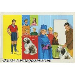 Artcraft Studios - Nanny and the Professor Paper Doll Book Cover Original Art (Saalfield,1971).