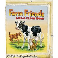 Will Bartlett - Farm Friends, A Real Cloth Book Cover Original Art (Whitman, 1955).