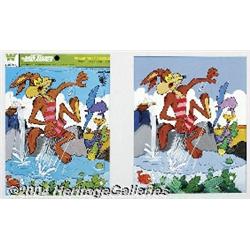 Whitman Publications Staff Artist - Beep Beep! The Road Runner Frame Tray Puzzle Painting Original A