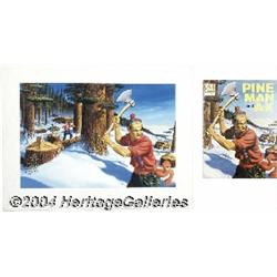 Geoffrey Biggs - Pine Man and Ax Children's Book Cover Original Art (Saalfield, 1962).