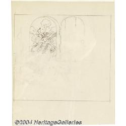 Walt Disney Studios - Big Bad Wolf Production Sketch Original Art (Blue Ribbon, 1933).