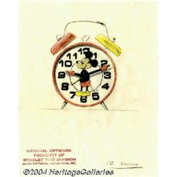 Walt Disney Studios - Mickey Mouse Alarm Clock Design Sketch Original Art (Bradley Time Division, un