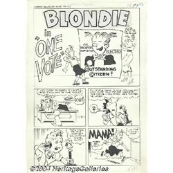 Paul Fung Jr. (attributed) - Blondie #135 Complete 5-page Story "One Vote" Original Art (Harvey, 196