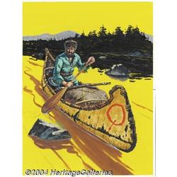 Mary Gerard (attributed) - Pioneer Coloring Book Cover Original Art (Saalfield, circa 1960s).