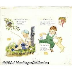 Golden Book Staff Artist - Nursery Rhyme Book Illustration Original Art (undated).