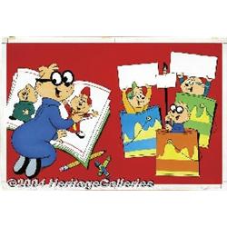 Ben Greenberg - Alvin and the Chipmunks Trace and Color Book Original Art (Saalfield, 1963).