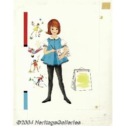 Dorothy Grider - Betsy McCall Year 'Round Coloring Book #9598 Cover Original Art (Saalfield, 1964).