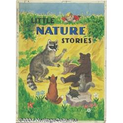 Pru Herrick (attributed) - Little Nature Stories Book Cover Original Art (McLoughlin Brothers, circa