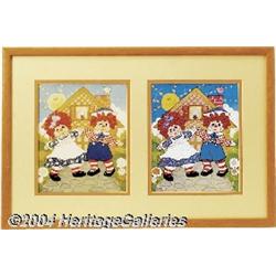 J. Moore - Raggedy Ann and Andy Puzzle Illustration Original Art (undated, 1960s).