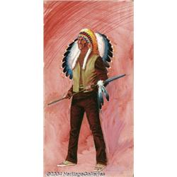 Gray Morrow - "The American West" Sitting Bull Box Original Art (Mego, 1974).