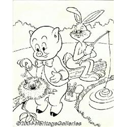 Gold Key Staff Artist - Porky Pig and Bugs Bunny #54 Cover Original Art (Gold Key, 1974).