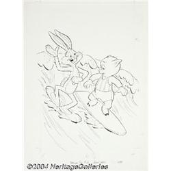 Gold Key Staff Artist - Porky Pig and Bugs Bunny #62 Cover Original Art (Gold Key, 1975).