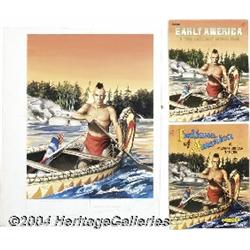 Ray - Indians of America Coloring Book Cover Original Art (Saalfield, circa 1950s).