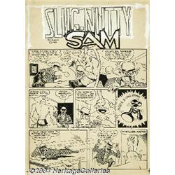 Fred Schwab - Fight Comics #12 Complete 2-page Slug-Nutty Sam Story Original Art (Fiction House, 194
