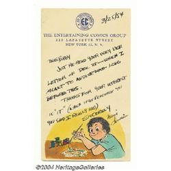 Marie Severin - Self-Caricature on EC Postcard Original Art (1954).
