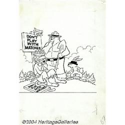 Western Publishing Staff Artist - March of Comics #383 Smokey the Bear Front and Back Cover Original