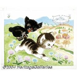 Gustaf Tenggren - "Shy Little Kitten" World of Little Golden Books Cover Original Art (Western, 1960