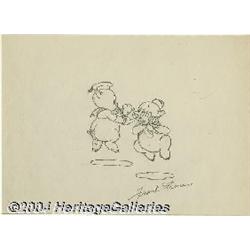 Frank Thomas - Three Little Pigs Animation Drawing Original Art, Signed (Walt Disney, circa 1933).