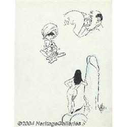 Wally Wood - Bawdy Sketch Page Original Art (undated).