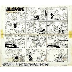 Chic Young Studios - Blondie Sunday Comic Strip Original Art, dated 3-1-64 (King Features Syndicate,