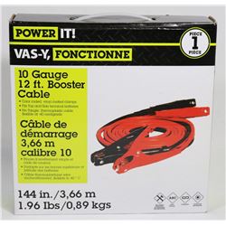 NEW POWER IT 12 FT BOOSTER CABLES 10 GAUGE
