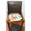 Image 1 : VINTAGE SEWING STOOL WITH CONTENTS