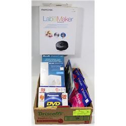FLAT OF ASSORTED ITEMS INCL MEMOREX CD/DVD LABEL