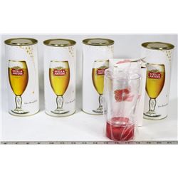 BOX W/4 NEW STELLA ARTOIS BEER GLASSES &