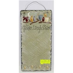 HAND PAINTED SLATE TILE WALL HANGING. 8 X 16