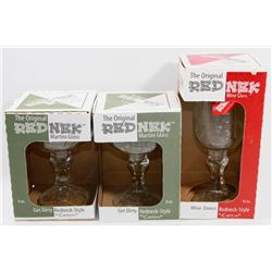 TWO RED NEK STYLE MARTINI GLASSES AND RED NEK