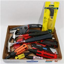 FLAT OF ASSORTED HAND TOOLS INCLUDING 16-OZ