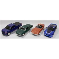FLAT OF 4, 1:24 SCALE DIECAST CARS