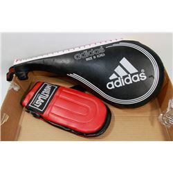 LOT OF GLOVES & TRAINING HIT PAD FOR MARTIAL ARTS