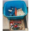Image 1 : TOTE OF EXTENSION CORDS, A ROPE AND TOOLS
