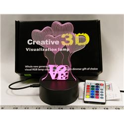 NEW 3D VISUAL RGB NIGHT LIGHT WITH REMOTE