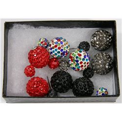 4 PAIRS OF NEW "DOUBLE THE FUN" SPARKLE BALLS STUD