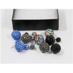 4 PAIRS OF NEW "DOUBLE THE FUN" SPARKLE BALLS STUD