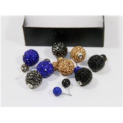 4 PAIRS OF NEW "DOUBLE THE FUN" SPARKLE BALLS STUD