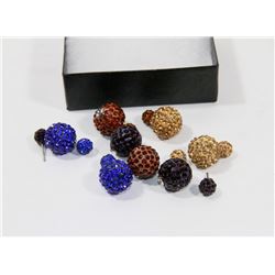 4 PAIRS OF NEW "DOUBLE THE FUN" SPARKLE BALLS STUD