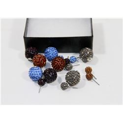 4 PAIRS OF NEW "DOUBLE THE FUN" SPARKLE BALLS STUD