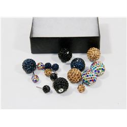 4 PAIRS OF NEW "DOUBLE THE FUN" SPARKLE BALLS STUD