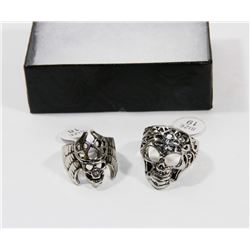 LOT OF TWO NEW SKULL RINGS